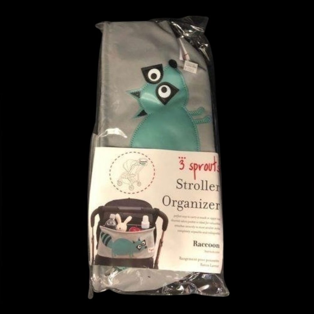 3 Sprouts Stroller Organizer in Raccoon in Gray